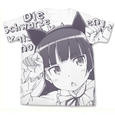 黒猫Tシャツ/WHITE-M