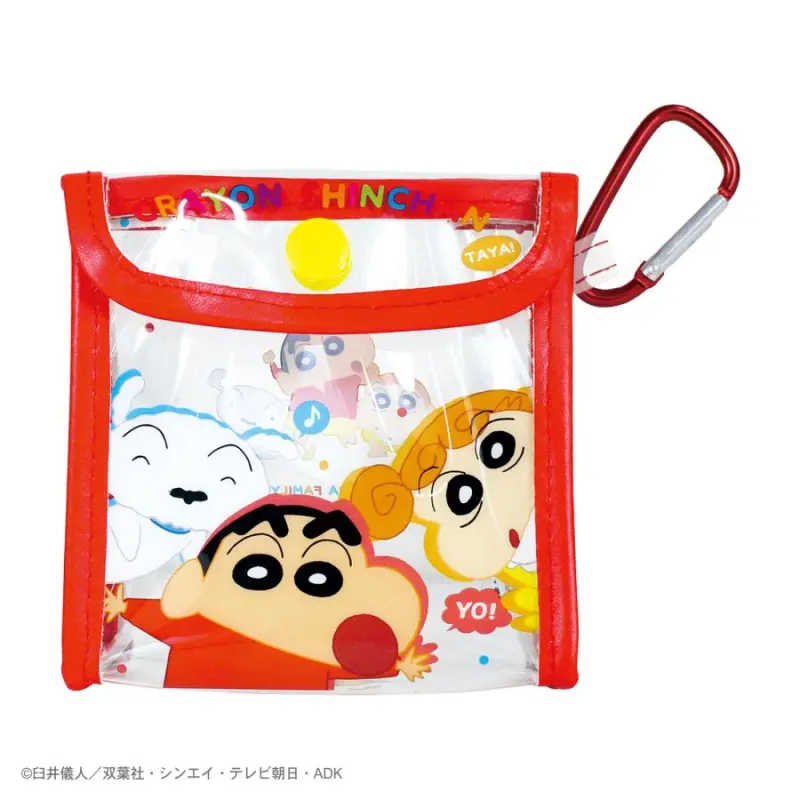 クレヨンしんちゃんカラビナ付きフチイロポーチ 野原ファミリー