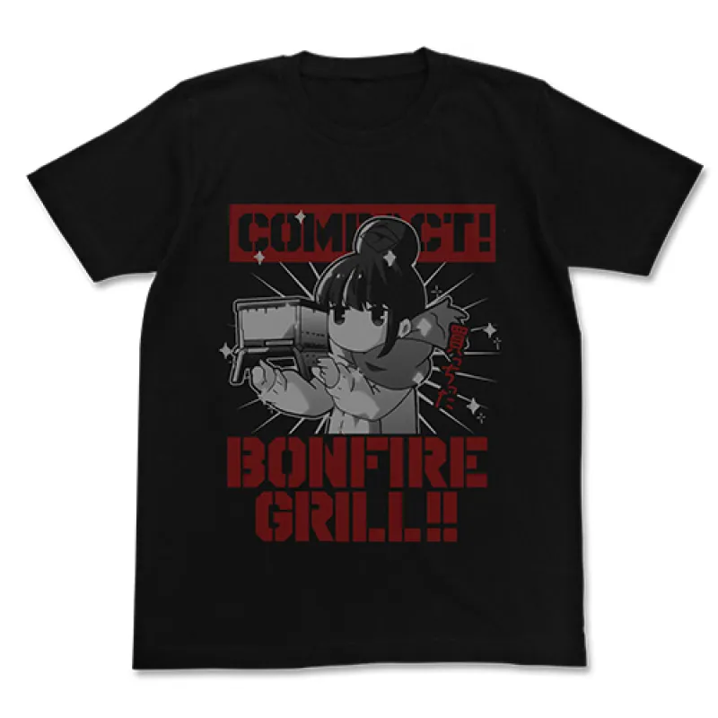 リンの焚き火グリル Tシャツ/BLACK-S