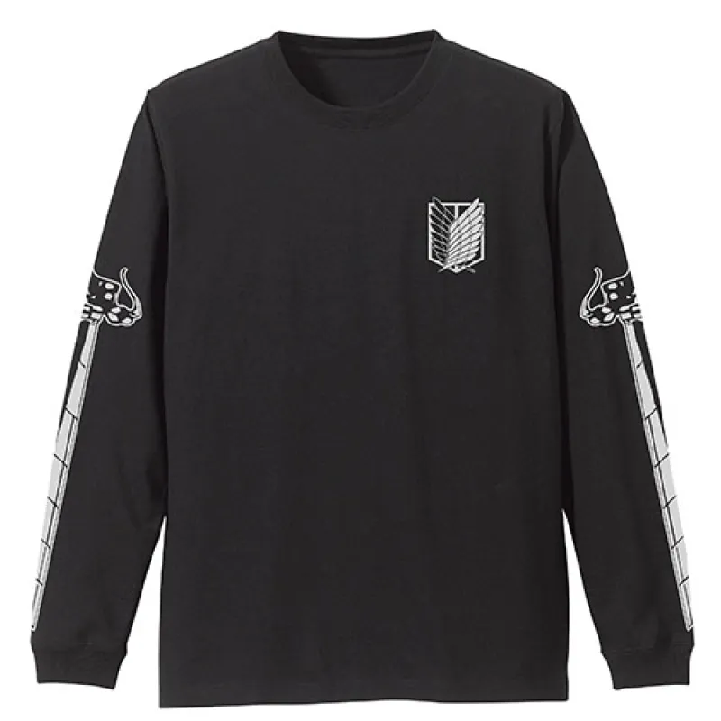 調査兵団 袖リブロングスリーブTシャツ/BLACK-XL