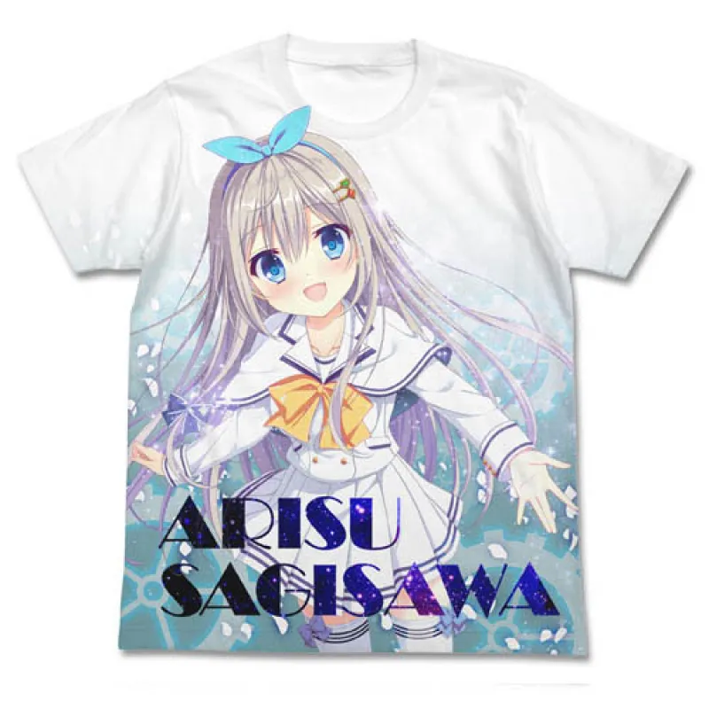 鷺澤有里栖 フルグラフィックTシャツ/WHITE-M