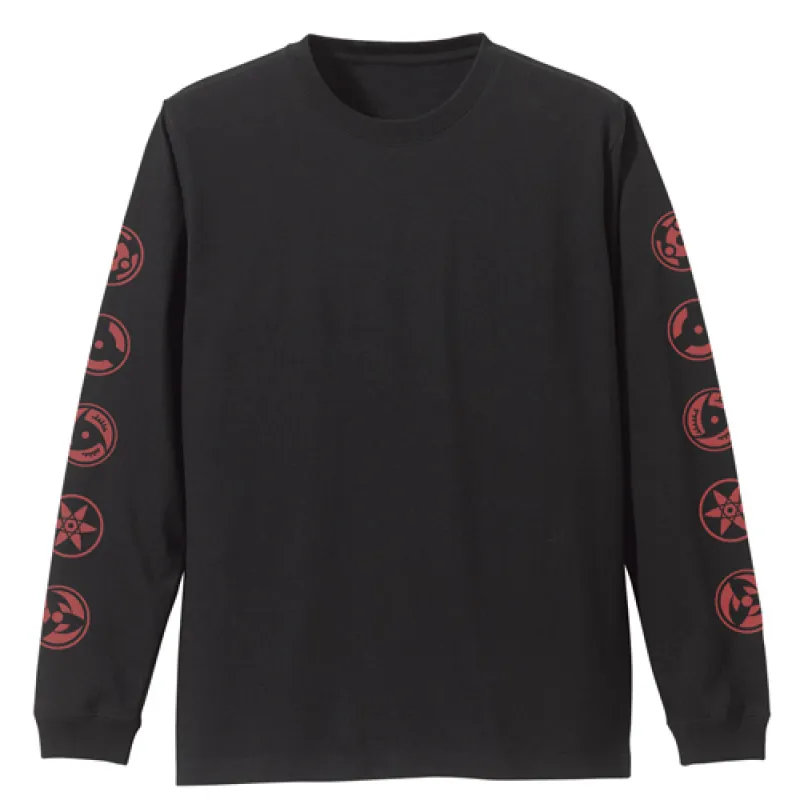 写輪眼 袖リブロングスリーブTシャツ/BLACK-L