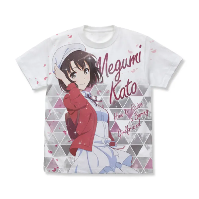 加藤恵 描き下ろし フルグラフィックTシャツ/WHITE-L