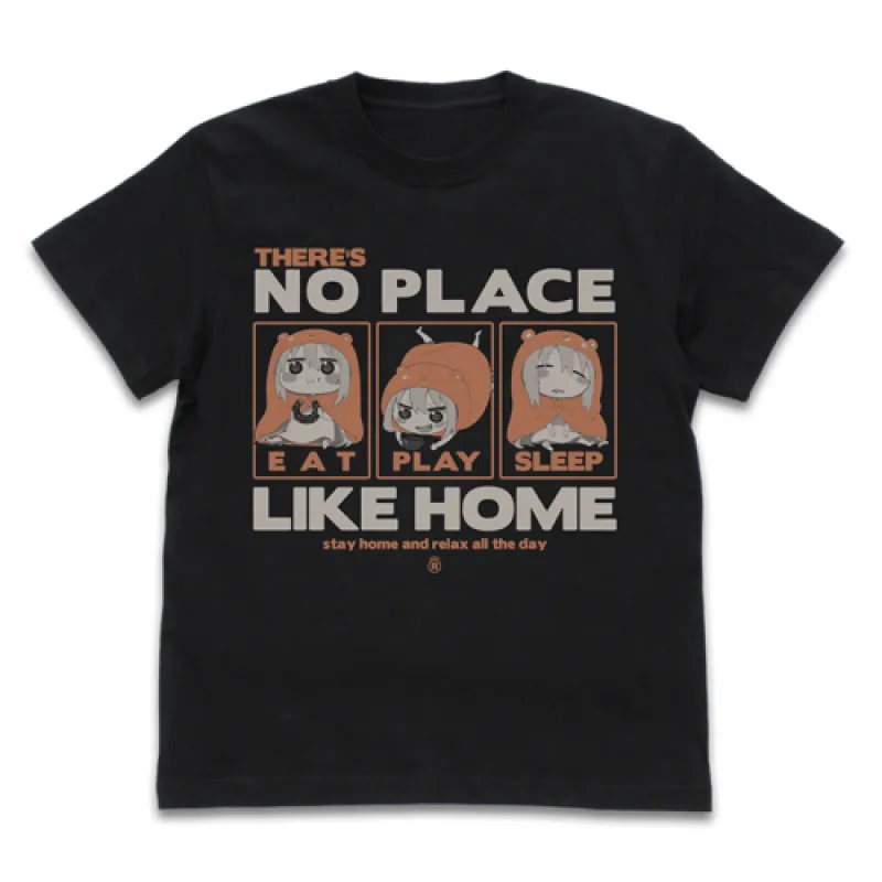 うまるのやっぱりおうちが一番 Tシャツ/BLACK-L