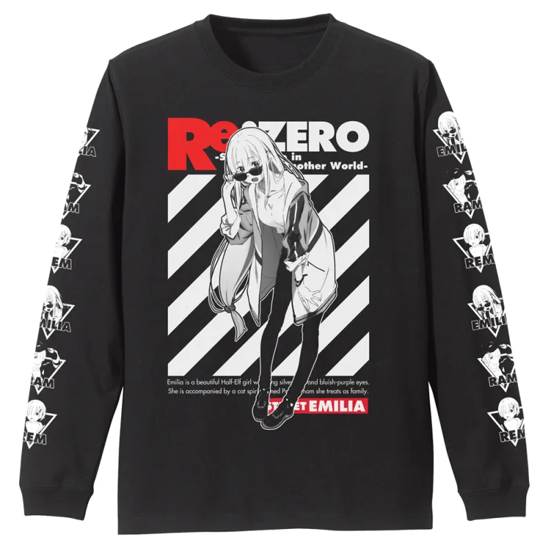 エミリア 袖リブロングスリーブTシャツ ストリートファッションVer./BLACK-L