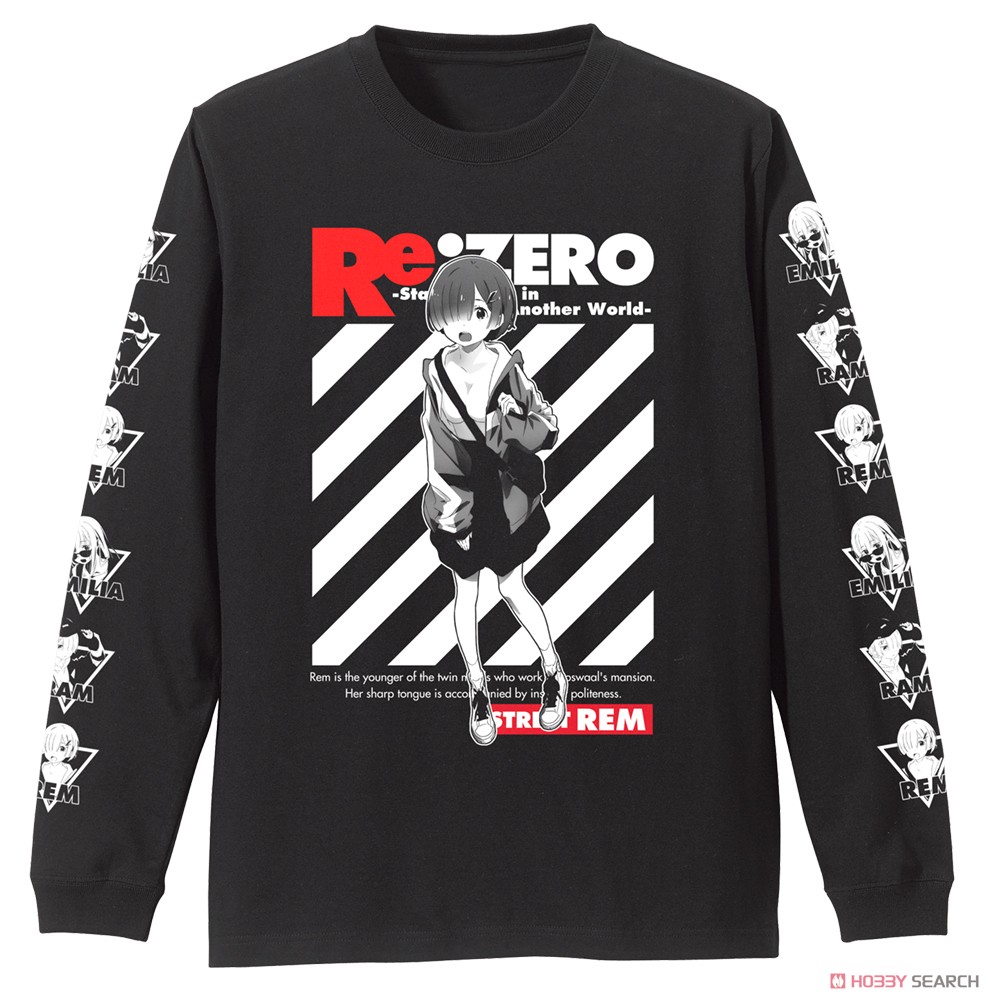 レム 袖リブロングスリーブTシャツ ストリートファッションVer./BLACK-L 2