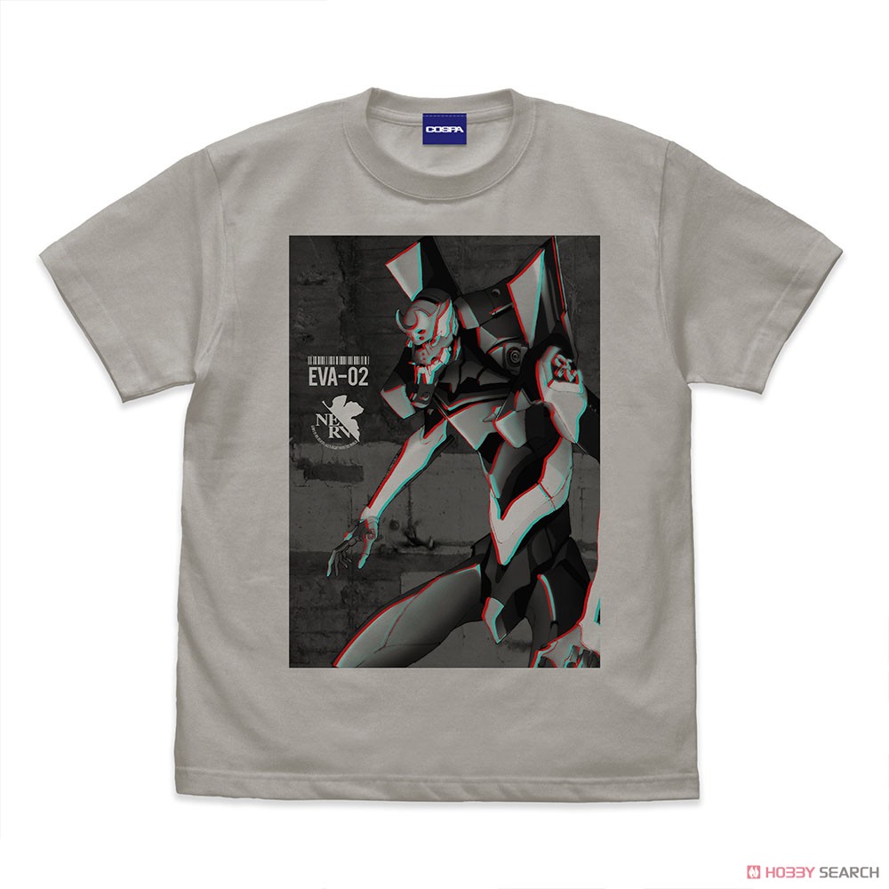 エヴァ2号機 エフェクトビジュアルTシャツ/LIGHT GRAY-S 2