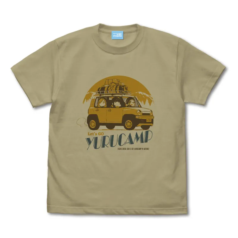ゆるキャン△カー Tシャツ 鳥羽先生&千明&あおい Ver2.0/SAND KHAKI-S