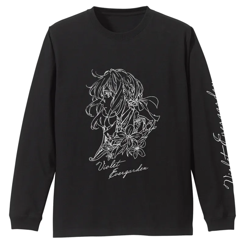 ヴァイオレット イラストアート ロングスリーブTシャツ/BLACK-L
