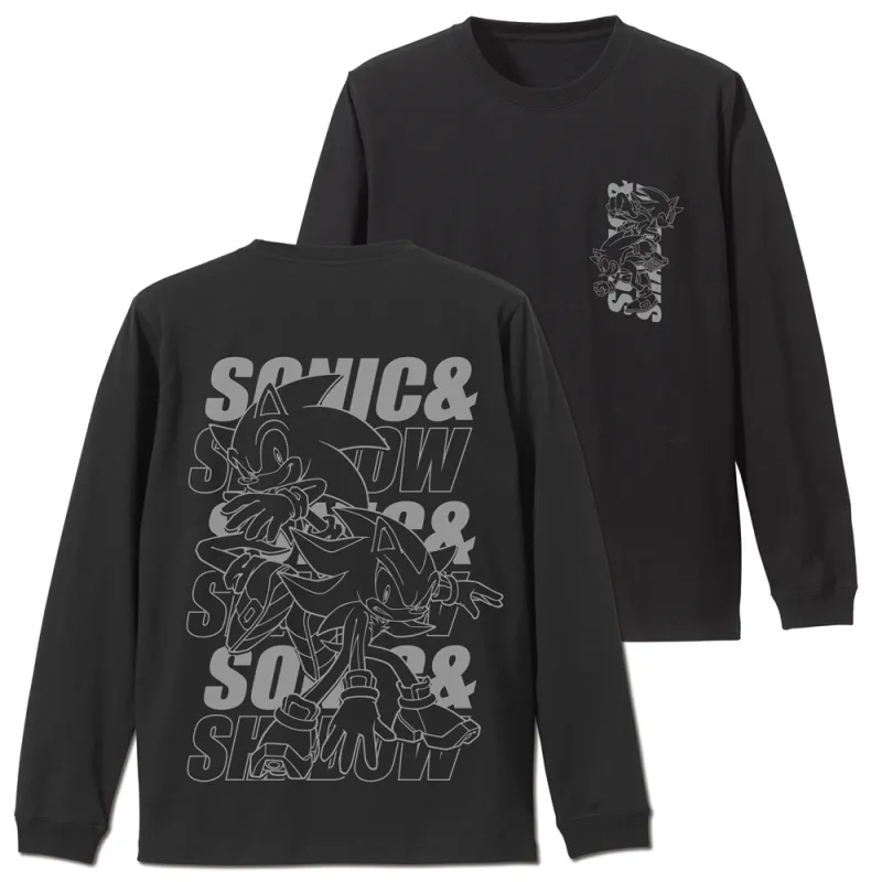 SONIC&SHADOW 袖ロングスリーブTシャツ/BLACK-M