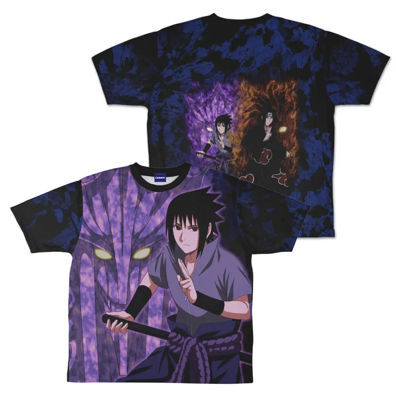 描き下ろし うちはサスケ 両面フルグラフィックTシャツ/L