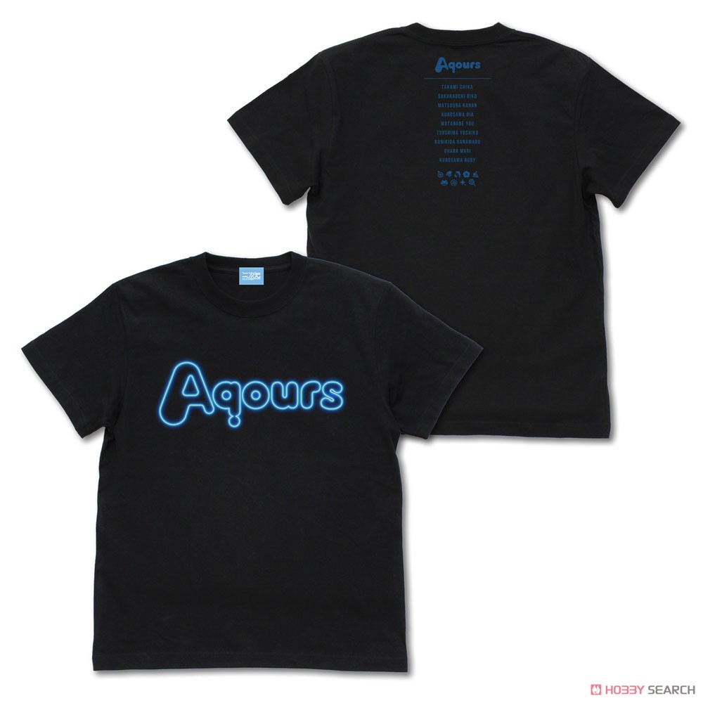 Aqours ネオンサインロゴ Tシャツ/BLACK-M 2