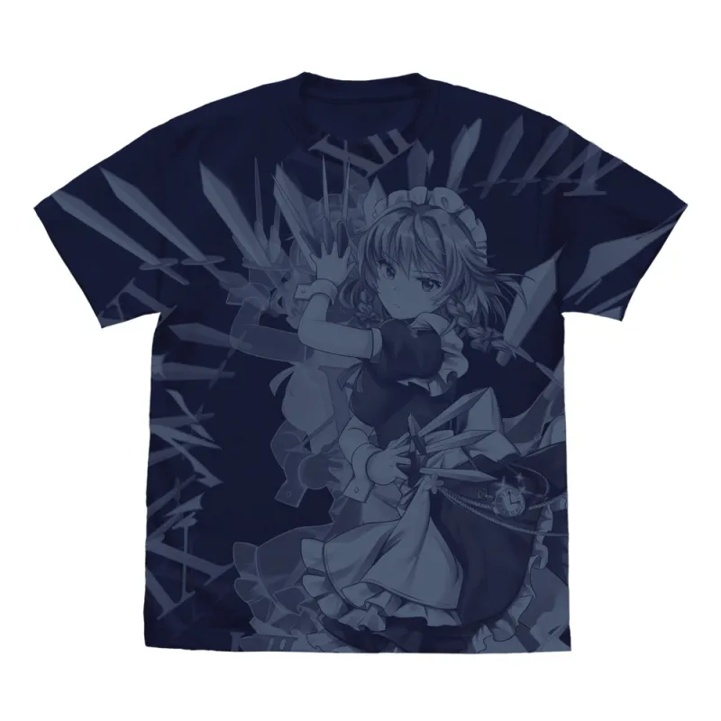 東方LostWord 十六夜咲夜 オールプリントTシャツ/NAVY-L