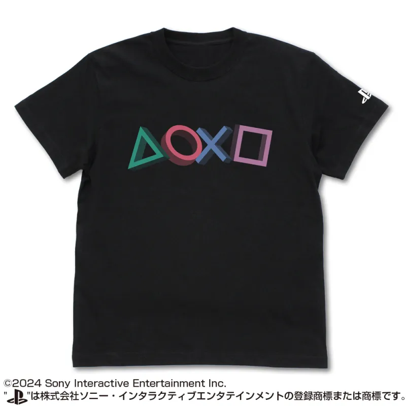 Tシャツ for PlayStation 3D Shapes Logo Ver./BLACK-S