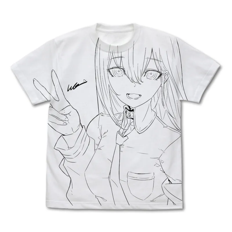 描き下ろし 牧瀬紅莉栖 オールプリントTシャツ huke Ver./WHITE-L