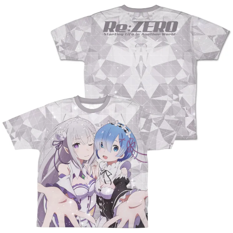 エミリア&レム 両面フルグラフィックTシャツ/M