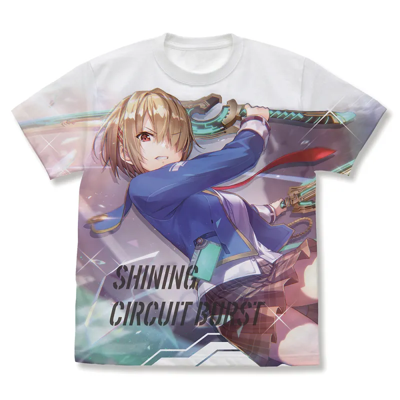 茅森月歌 閃光のサーキットバースト フルグラフィックTシャツ/WHITE-L