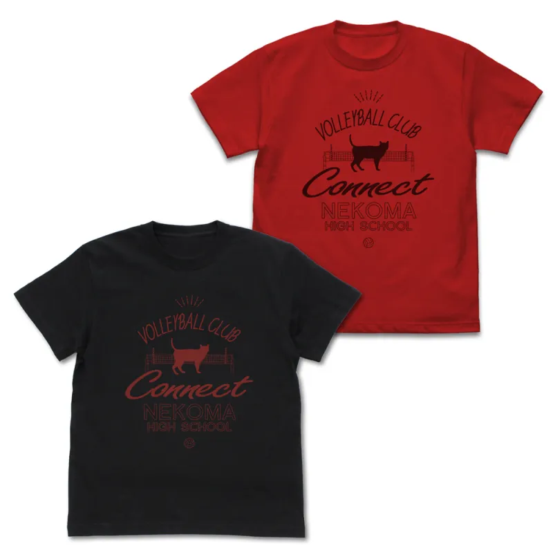 音駒高校バレーボール部 アイコンマークカレッジ Tシャツ/RED-L