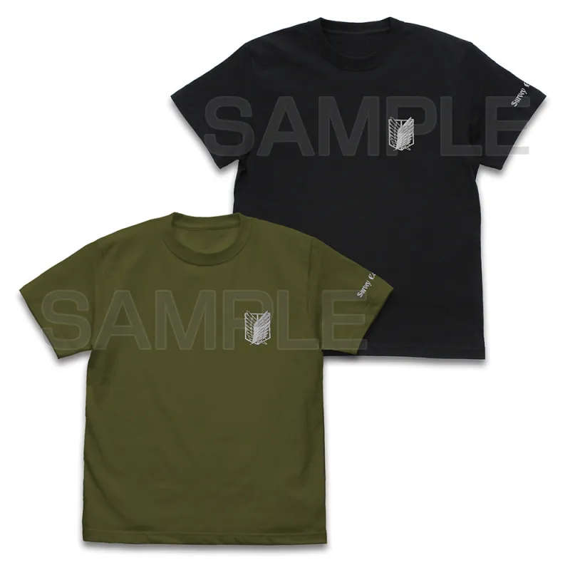調査兵団 ワンポイント刺繍Tシャツ/BLACK-M