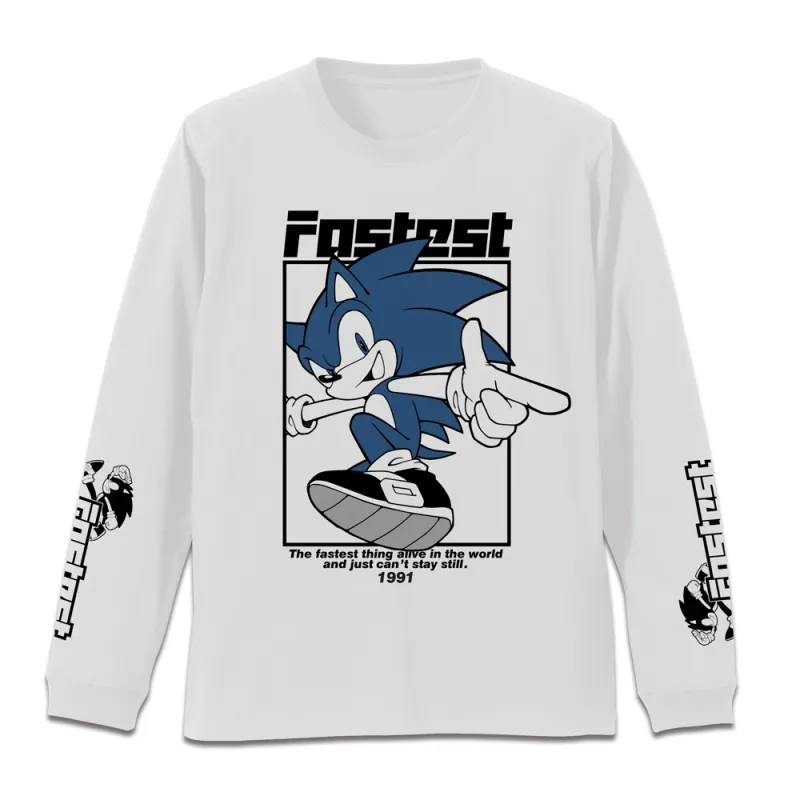ソニック・ザ・ヘッジホッグ 袖リブロングスリーブTシャツ/WHITE-L