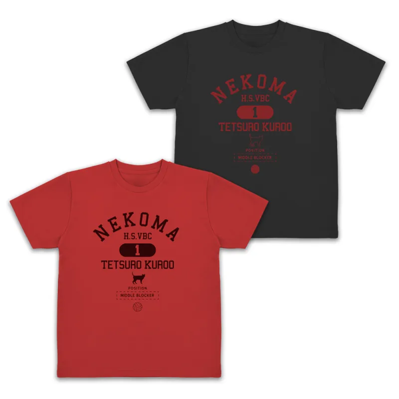 黒尾鉄朗 カレッジ ドライTシャツ/BLACK-L