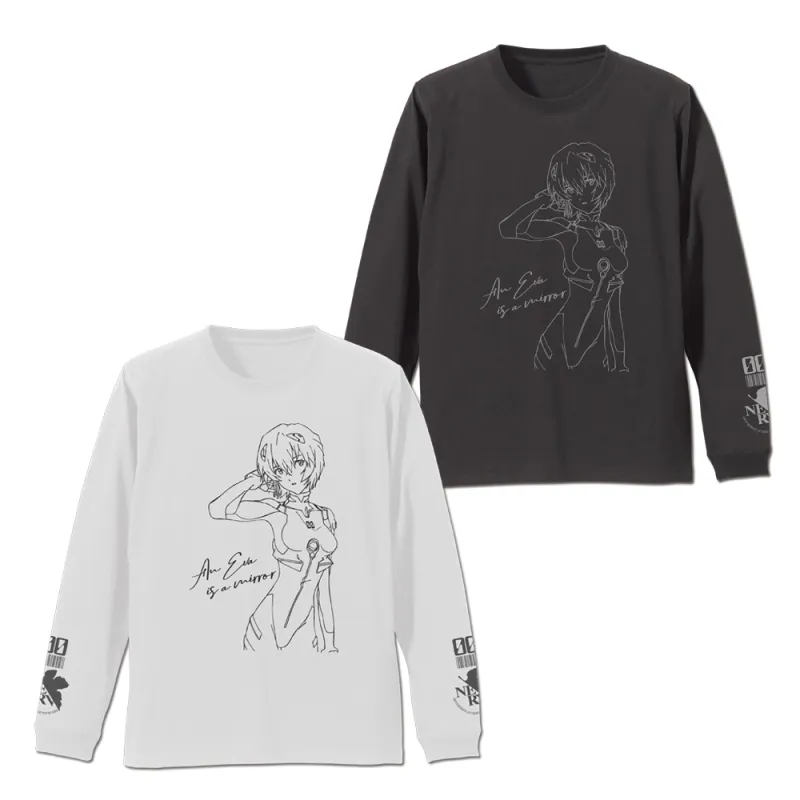 綾波レイ 袖リブロングスリーブTシャツ/WHITE-S
