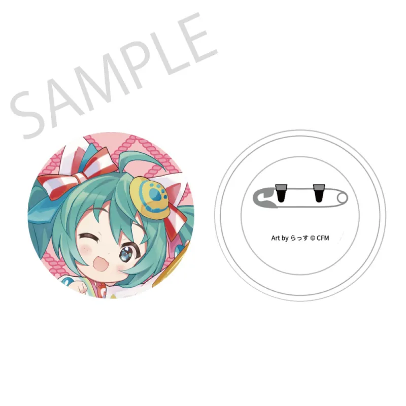 「初音ミク×招き猫」 ふわもふタッチ缶バッジ 初音ミク白猫A Art by らっす
