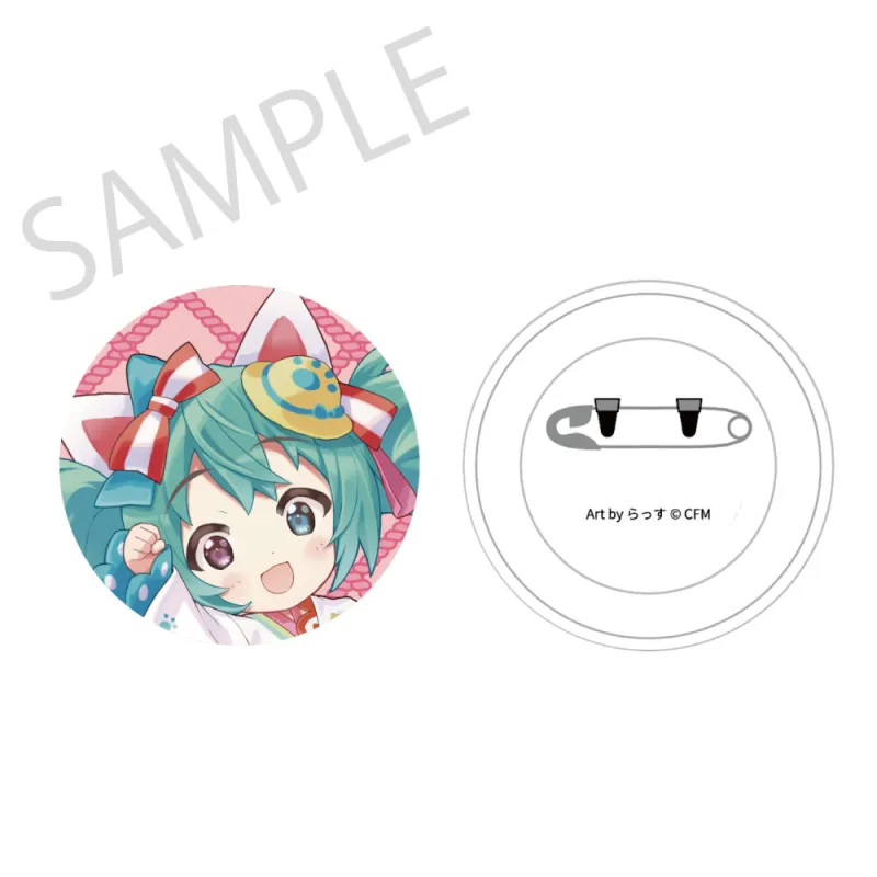 「初音ミク×招き猫」 ふわもふタッチ缶バッジ 初音ミク白猫B Art by らっす