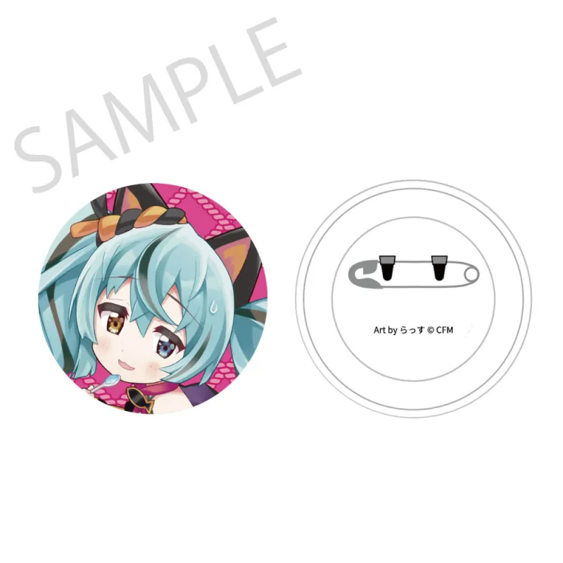 「初音ミク×招き猫」 ふわもふタッチ缶バッジ 初音ミク黒猫D Art by らっす