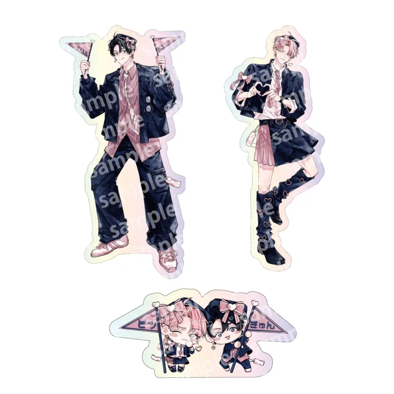 オーロラステッカーセット PINK/NAVY TRAD. CLUB ver. ピンクにきゅんしていいですか