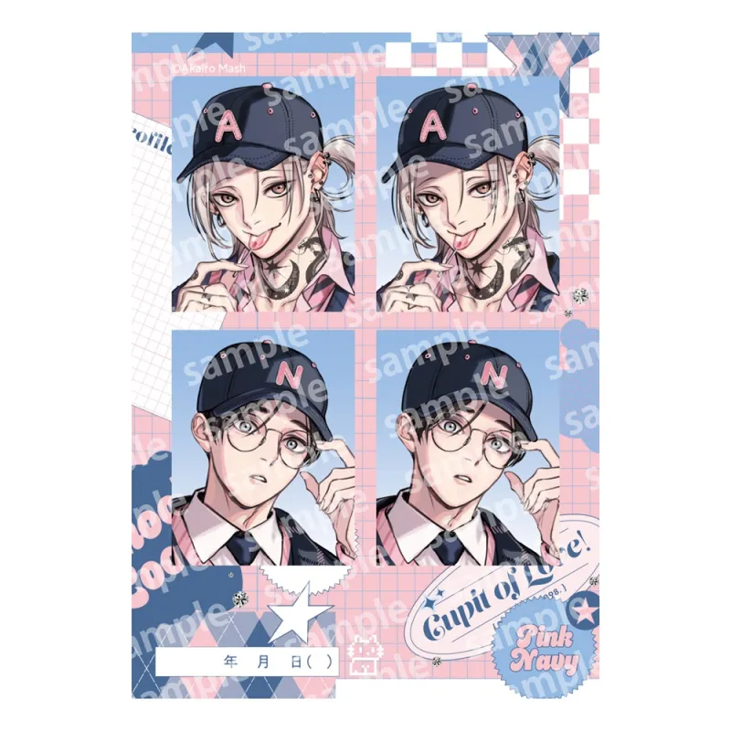 プリントフォト風シール PINK/NAVY TRAD. CLUB ver. 愛の刺青