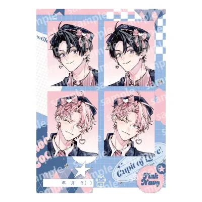 プリントフォト風シール PINK/NAVY TRAD. CLUB ver. ピンクにきゅんしていいですか