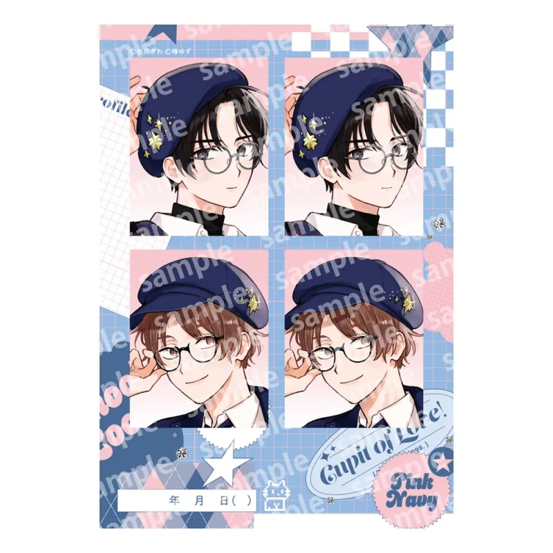 プリントフォト風シール PINK/NAVY TRAD. CLUB ver. みなと商事コインランドリー