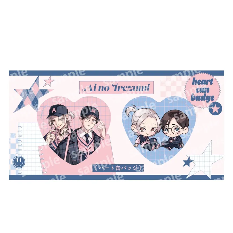 ハート缶バッジセット PINK/NAVY TRAD. CLUB ver. 愛の刺青