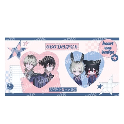 ハート缶バッジセット PINK/NAVY TRAD. CLUB ver. 666DOPES 2