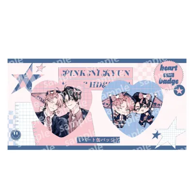 ハート缶バッジセット PINK/NAVY TRAD. CLUB ver. ピンクにきゅんしていいですか