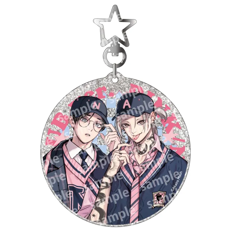 ラメアクリルキーホルダー PINK/NAVY TRAD. CLUB ver. 愛の刺青
