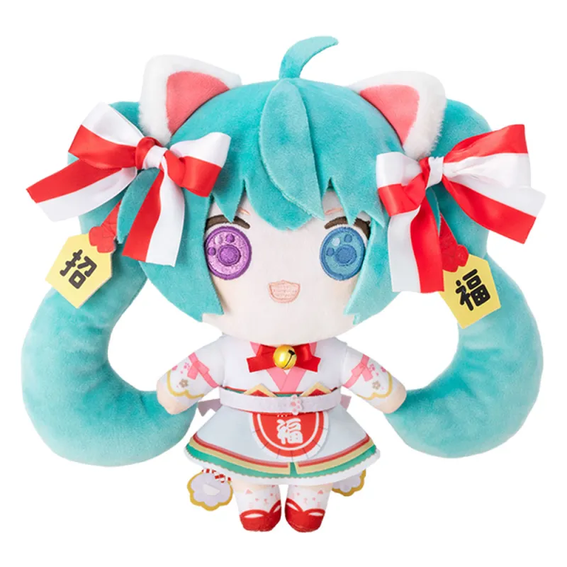 「初音ミク×招き猫」初音ミク 白猫 ぬいぐるみ スタンダード Art by らっす