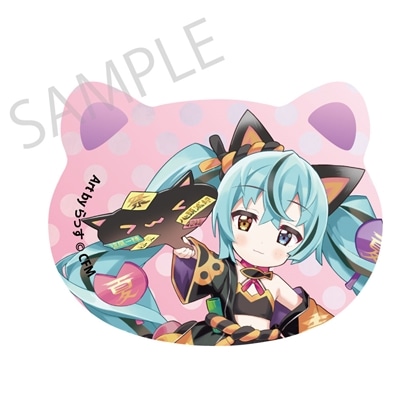 「初音ミク×招き猫×真夏の熊谷」猫型缶バッジ 初音ミク 黒猫1 Art by らっす 2