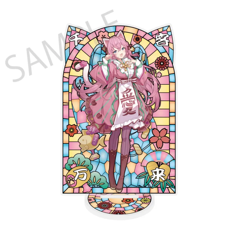 「初音ミク×招き猫×真夏の熊谷」ステンドグラス風素材加工アクリルスタンド 巡音ルカ Art by イコモチ