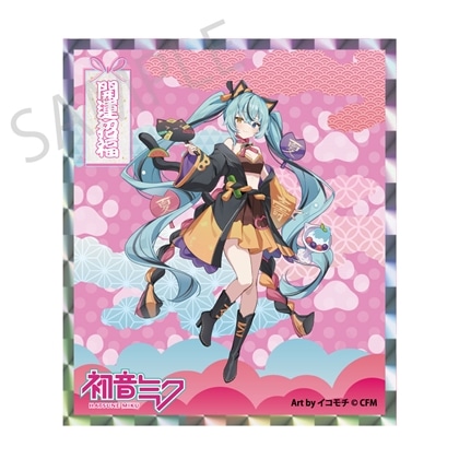 「初音ミク×招き猫×真夏の熊谷」 アクリル色紙 初音ミク 黒猫 Art by イコモチ 2