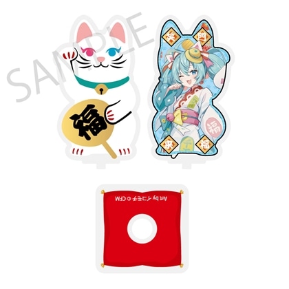 「初音ミク×招き猫×真夏の熊谷」 まわるダイカットアクリルスタンド 初音ミク 白猫 Art by イコモチ 2