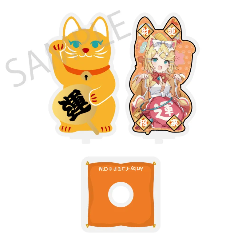 「初音ミク×招き猫×真夏の熊谷」 まわるダイカットアクリルスタンド 鏡音リン Art by イコモチ