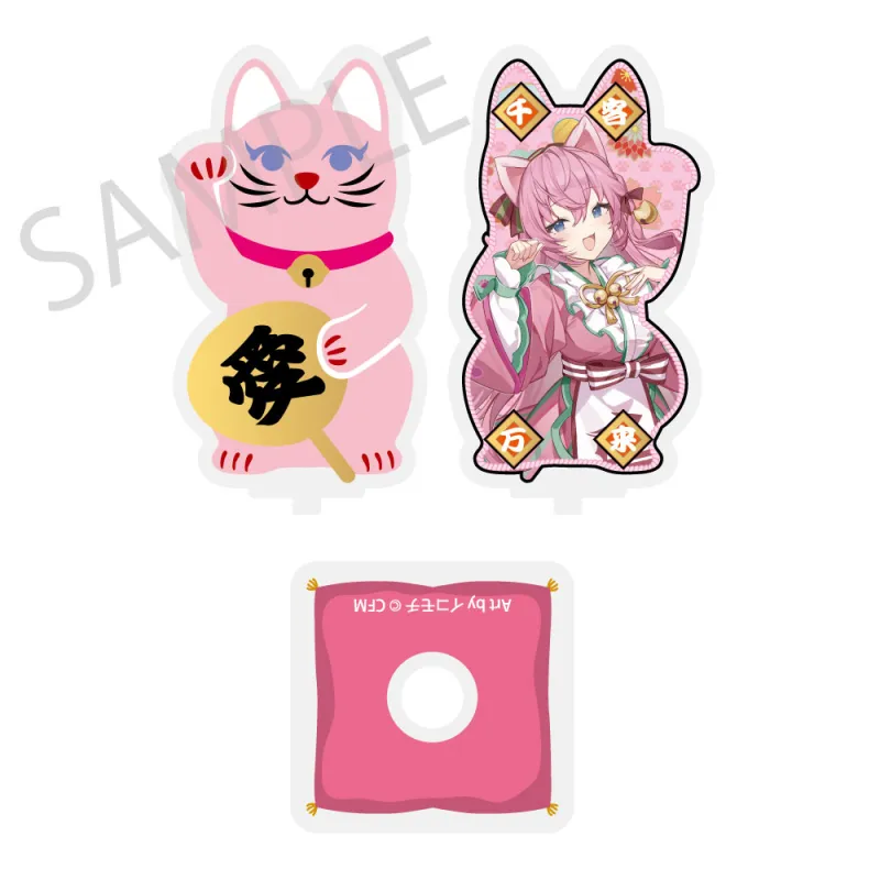 「初音ミク×招き猫×真夏の熊谷」 まわるダイカットアクリルスタンド 巡音ルカ Art by イコモチ