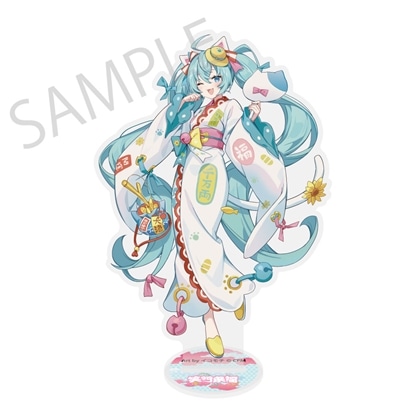 「初音ミク×招き猫×真夏の熊谷」ダイカットビッグアクリルスタンド 初音ミク 白 Art by イコモチ 2