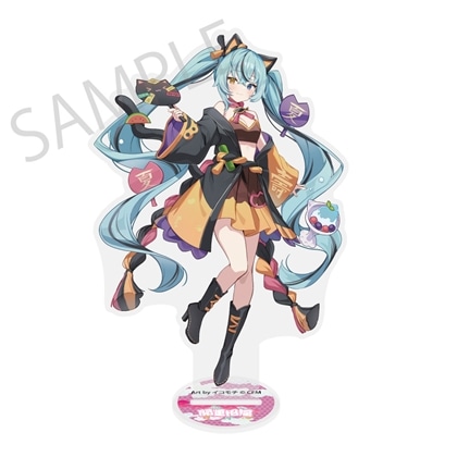 「初音ミク×招き猫×真夏の熊谷」ダイカットビッグアクリルスタンド 初音ミク 黒 Art by イコモチ 2