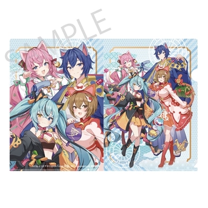 「初音ミク×招き猫×真夏の熊谷」クリアファイル 初音ミク 黒猫 / 巡音ルカ / MEIKO / KAITO Art by イコモチ 2