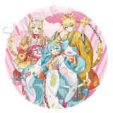 「初音ミク×招き猫×真夏の熊谷」 メガ缶バッジスタンド 初音ミク 白猫 / 鏡音リン・レン Art by イコモチ 1
