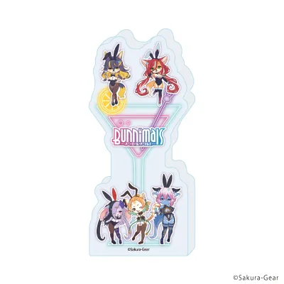 ミニアクリルブロック「Bunnimals -バニーガール・アニマルズ-」06/集合デザイン(レトロアートイラスト)
