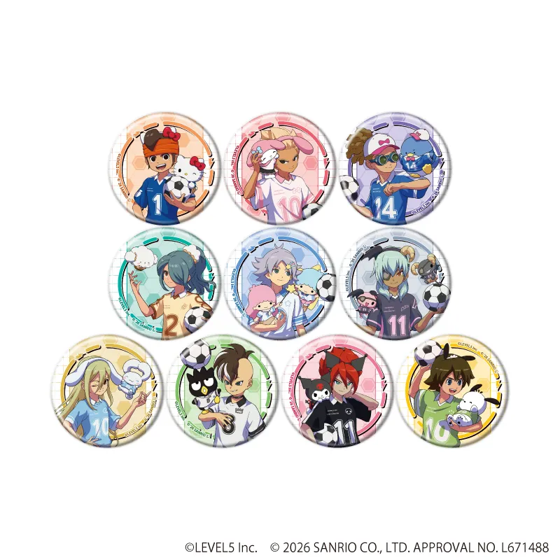 缶バッジ「イナズマイレブン×サンリオキャラクターズ」06/ブラインド(全10種)(コラボイラスト)